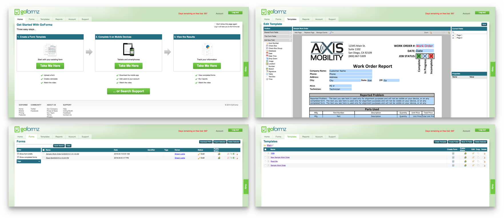 The before images of our web application