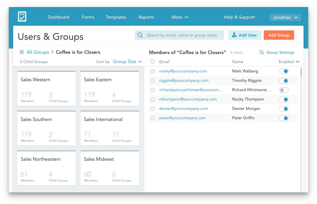 New user and group RBAC management interface