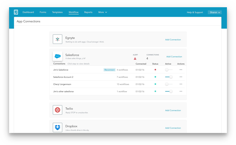 Managing connected apps